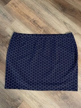NWT Leota Circle Jacquard Ponte Pencil Skirt Blue Hexagon Print Mini 4X